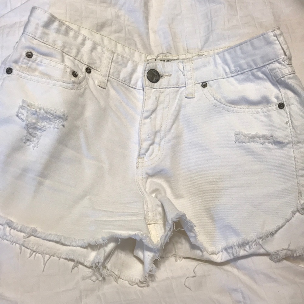 Free People white denim shorts